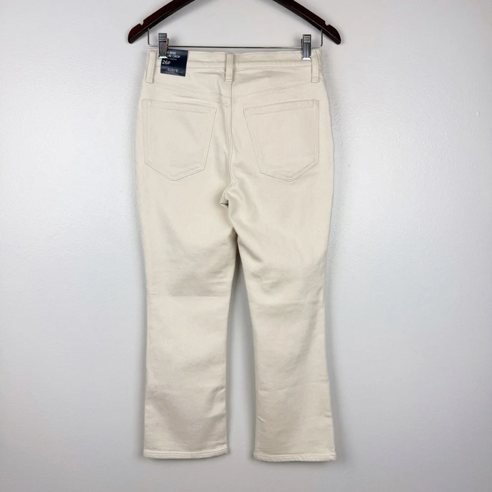 J. Crew Petite Mid-Rise Flare Crop Jeans All-Day Stretch Ecru Wash Size 26P NWT